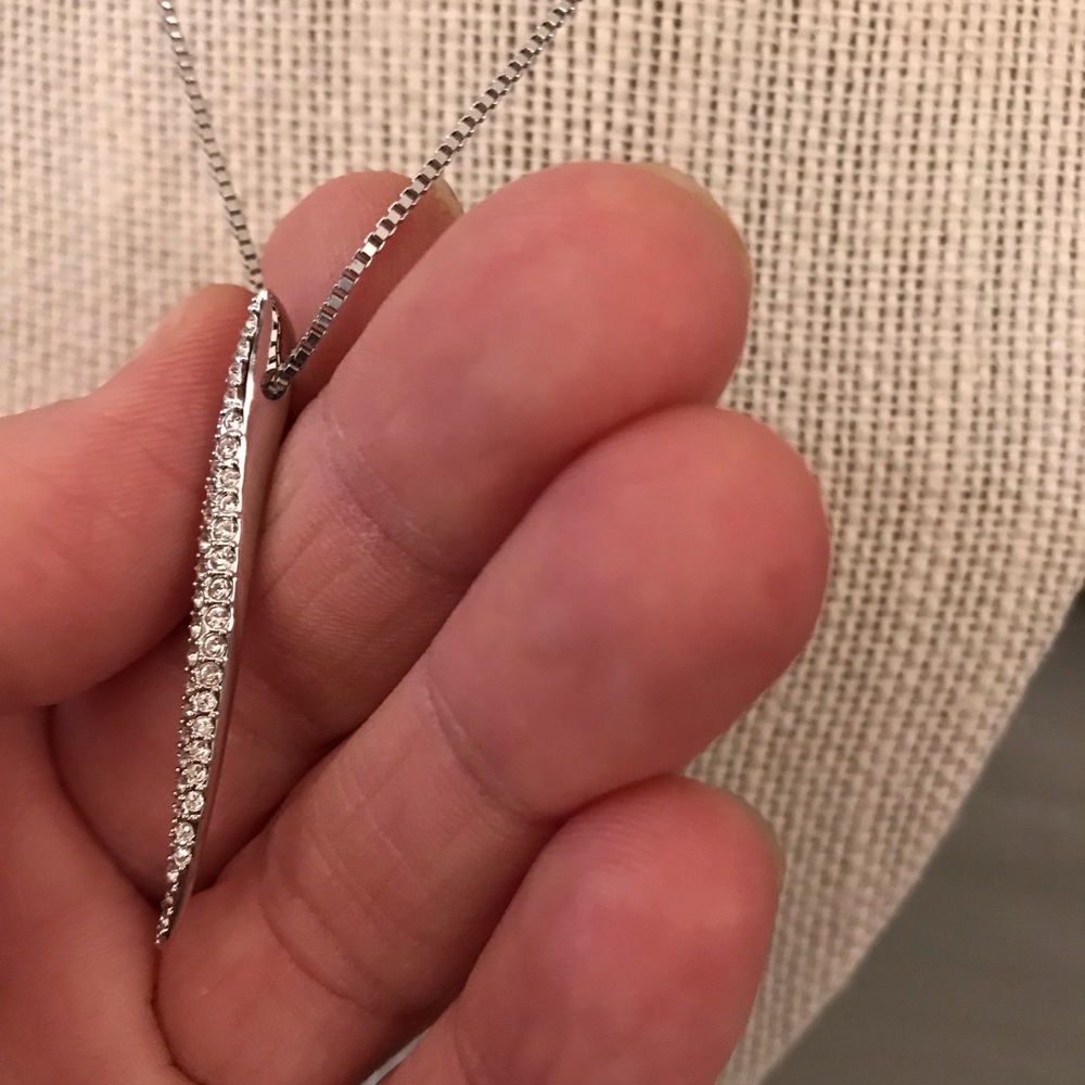 SOLD Swarovski Silver Pave Crystal Horn Necklace - Picture 3 of 5
